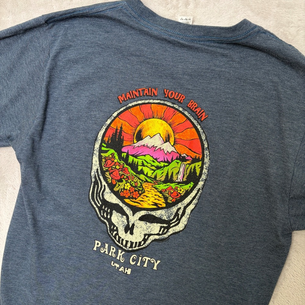 Park City Utah Grateful Dead Logo Maintain Your Brain Tee Spectra L fits Small